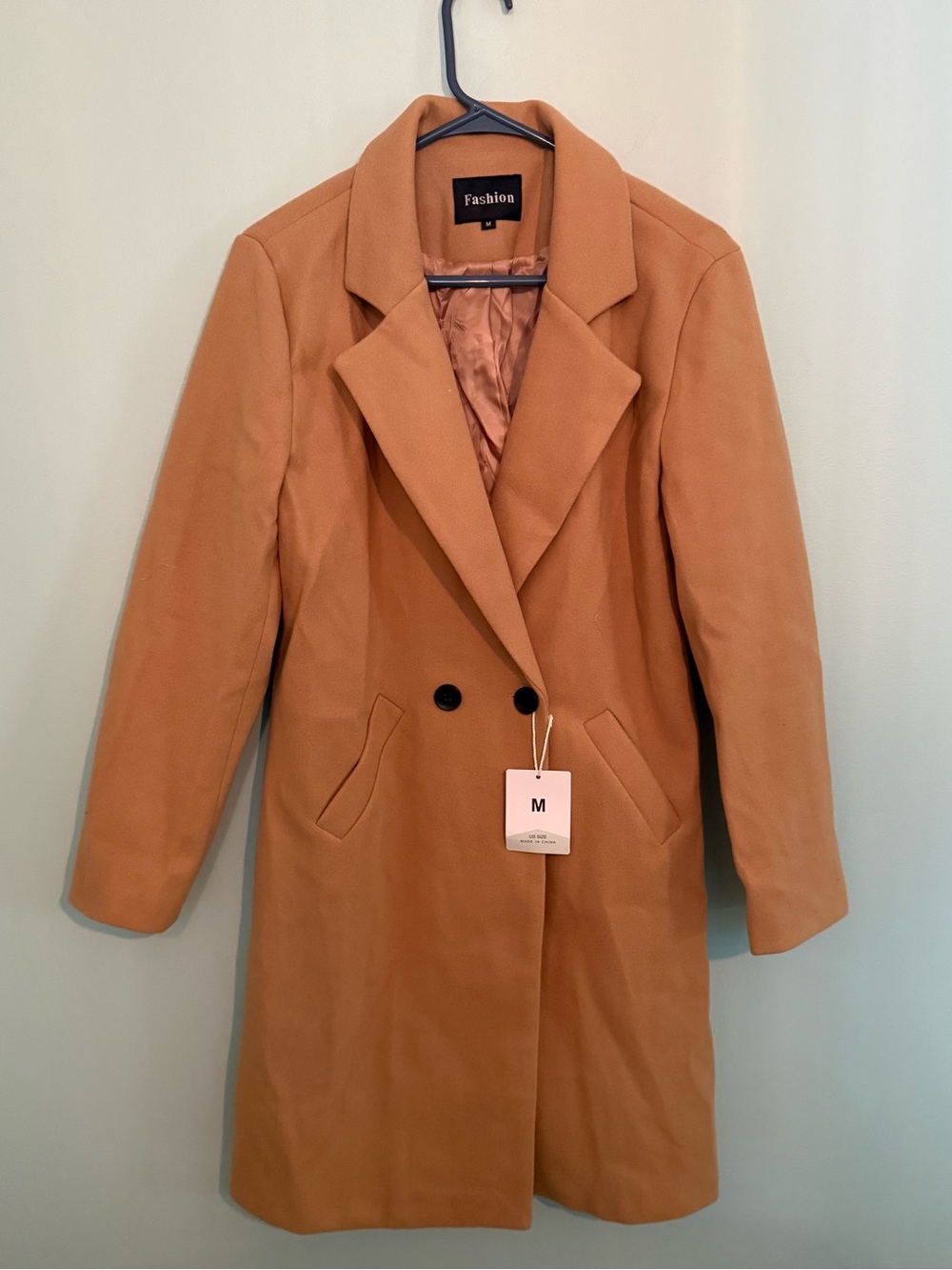 Women's Tan Double-Breasted Coat